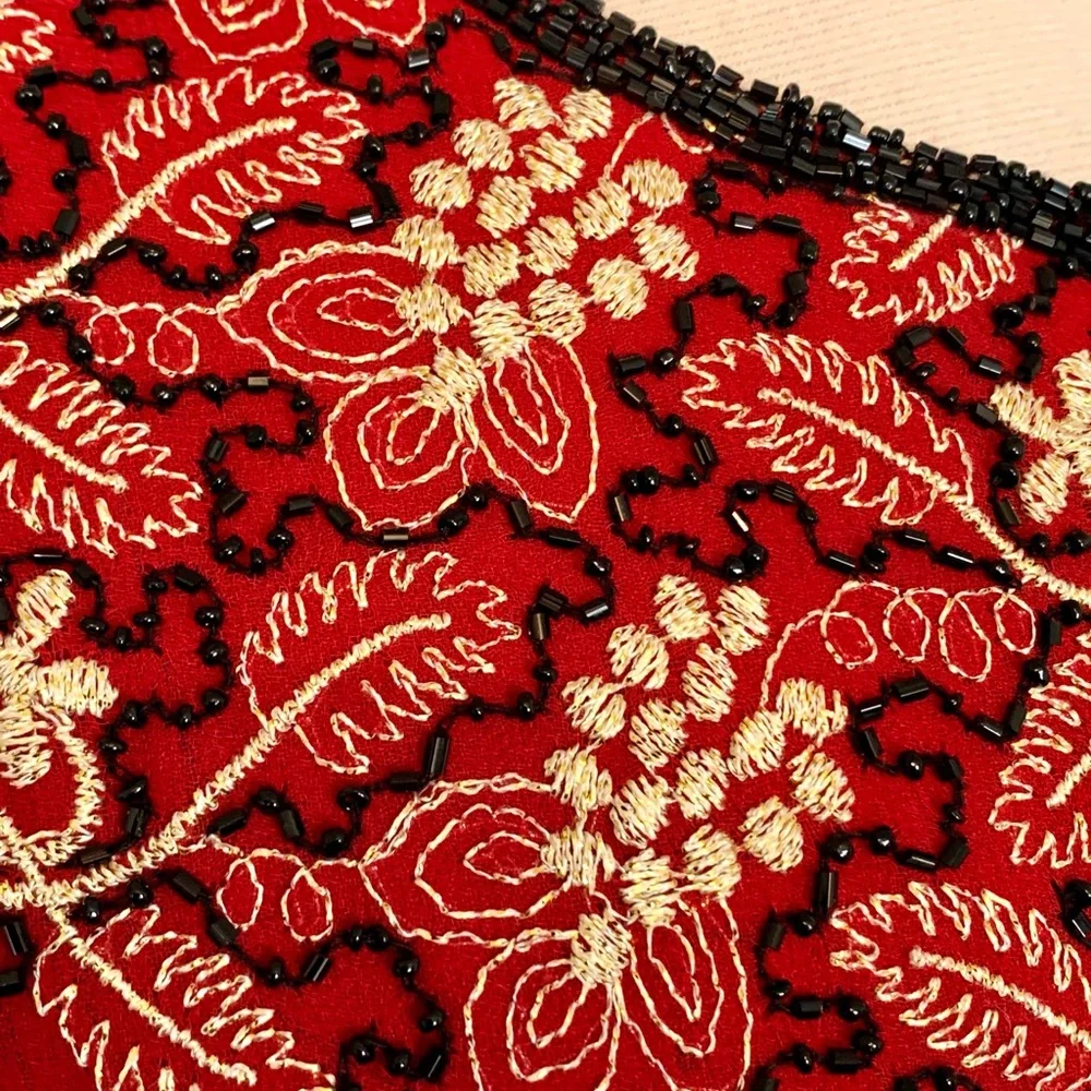 Beaded Jacket NWT S J Kara Chadwick’s Red Black Gold Embroidered Christmas